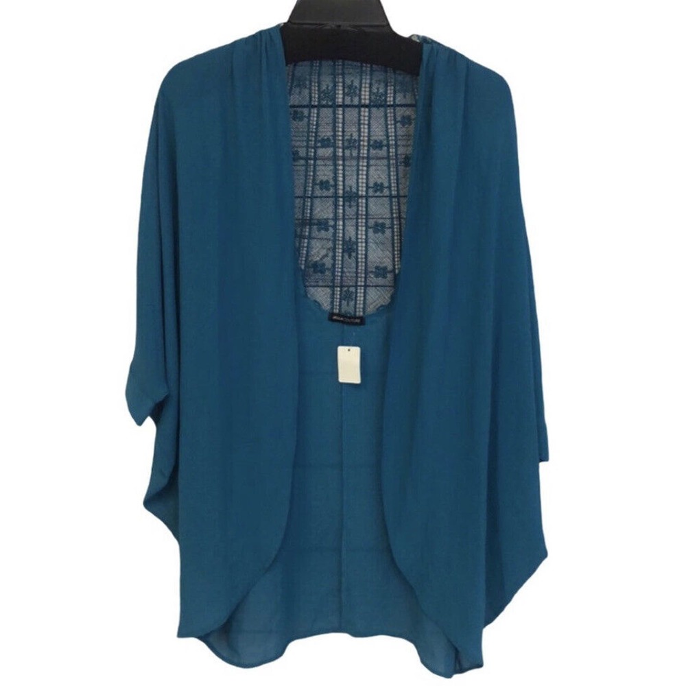 Jella couture teal lace back kimono Women’s Size‎ s Small